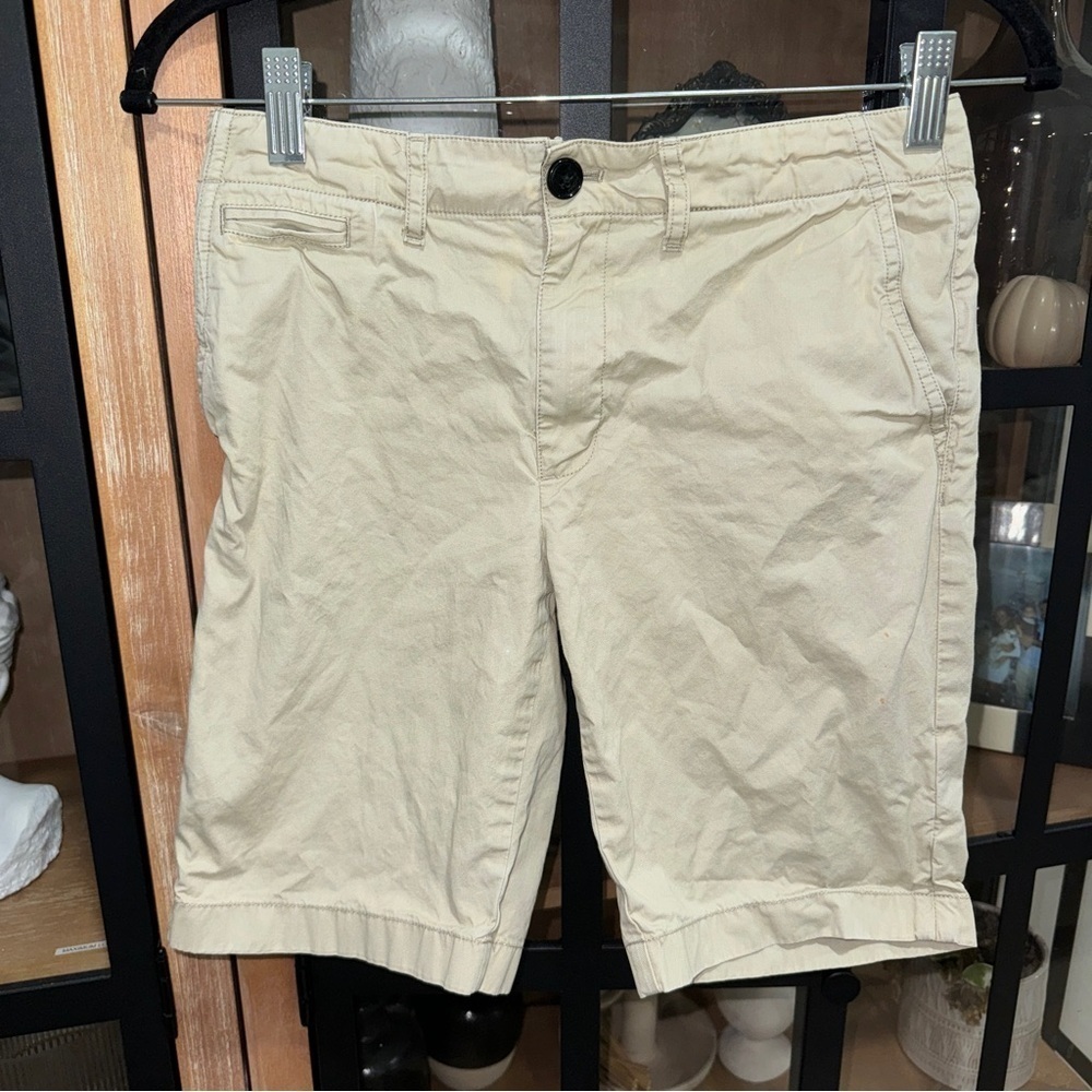 Burberry boys khaki shorts chinos plaid adjustable waistband cotton classic prep